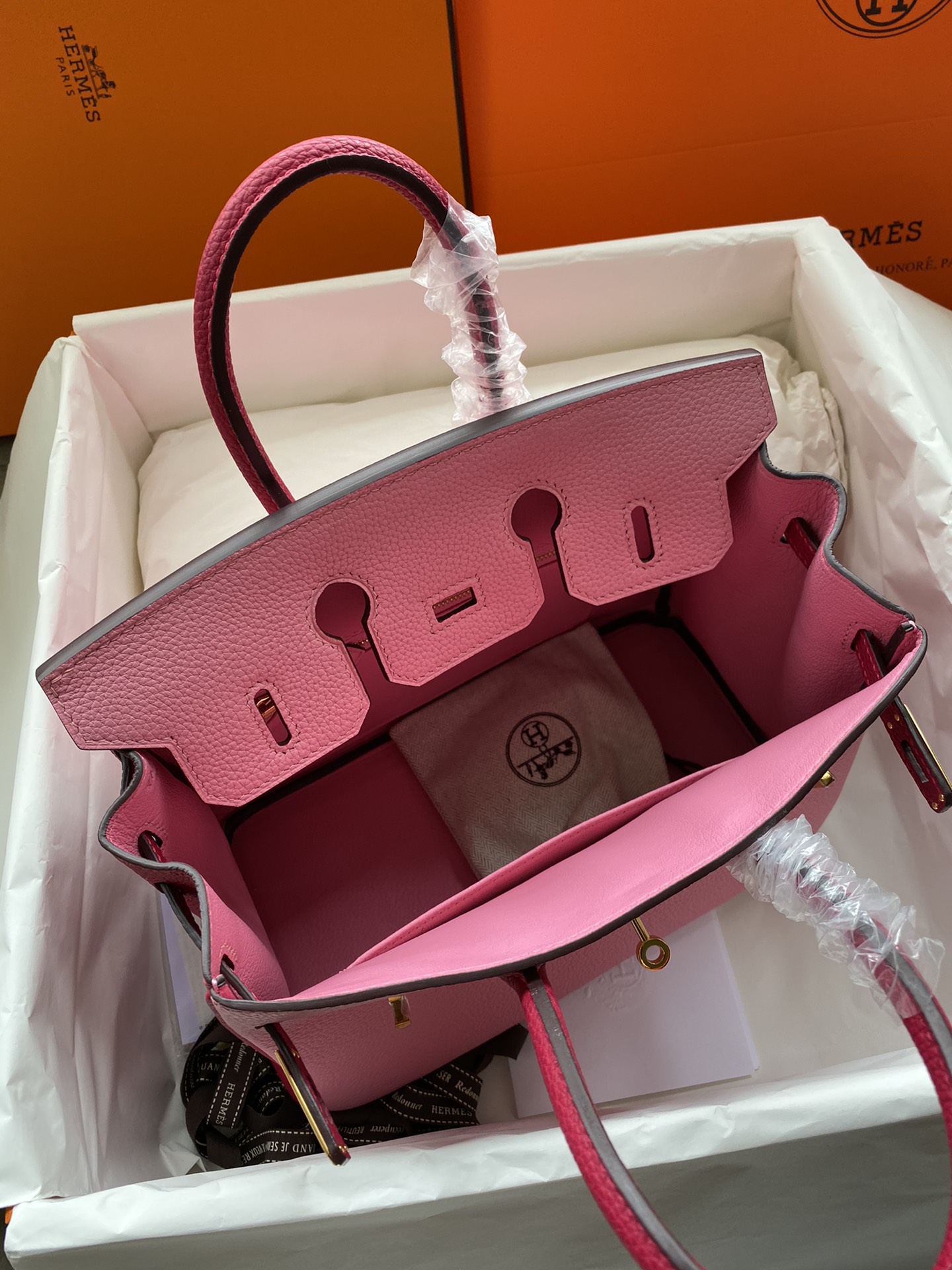 Hermes Birkin 25CM Togo Leather Handbag Pink Red